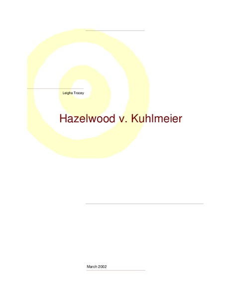 Hazelwood v. Kuhlmeier Lesson Plan