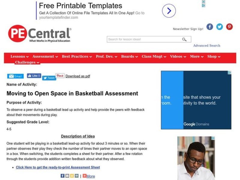 Moving to Open Space in Basketball Assessment Lesson Plan