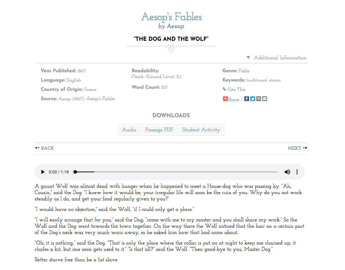 The Dog and the Wolf Audio