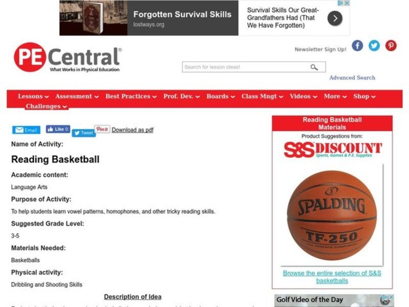 Reading Basketball Lesson Plan