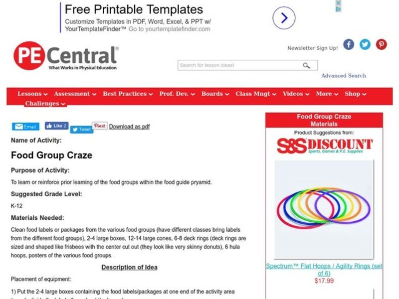 Food Group Craze Lesson Plan