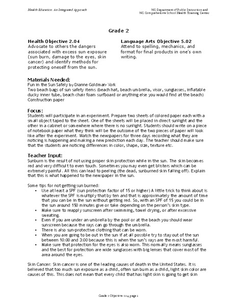 Health Education: An Integrated Approach Lesson Plan