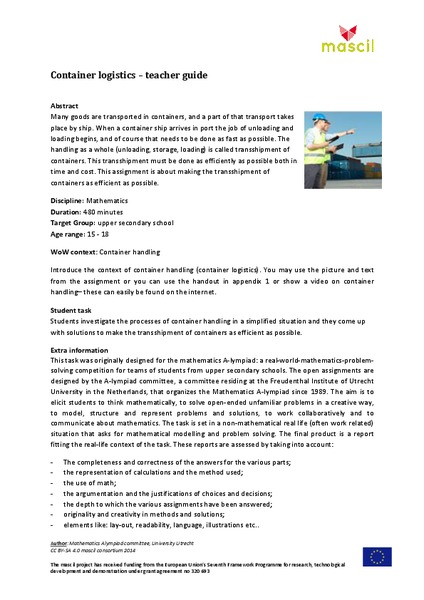 Container Logistics Lesson Plan