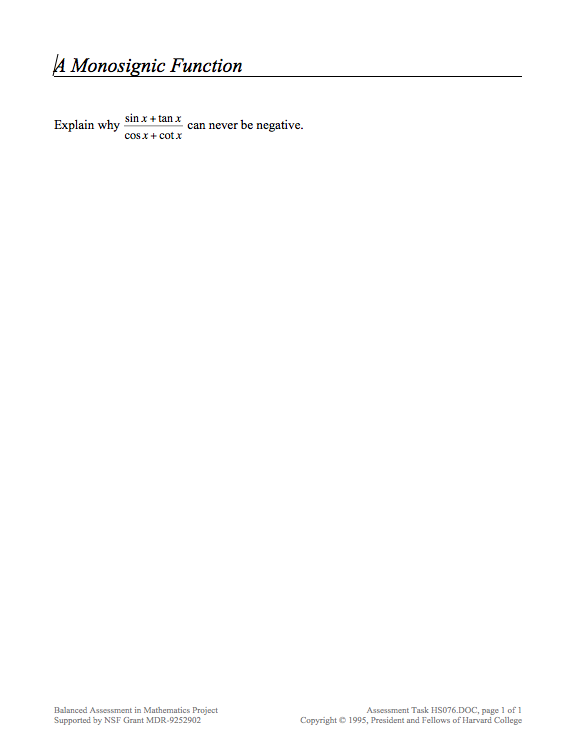A Monosignic Function Assessment