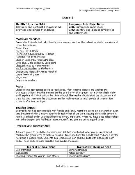 Health Grade 3 Lesson Plan