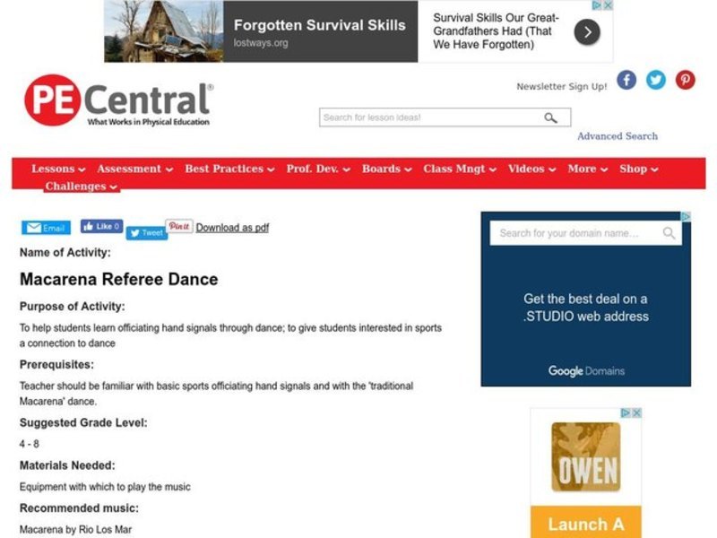 Macarena Referee Dance Lesson Plan