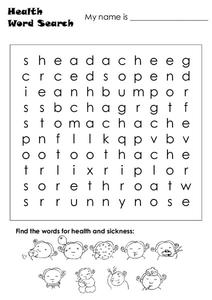 Health Word Search Worksheet