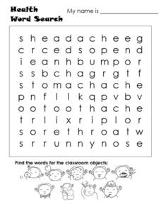 Health Word Search Worksheet