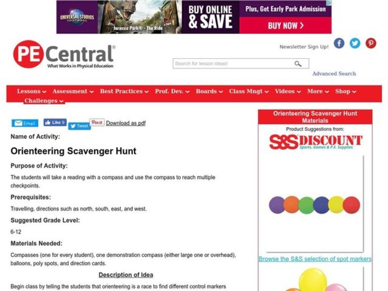 Orienteering Scavenger Hunt Lesson Plan
