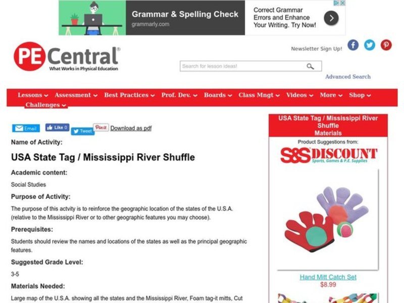USA State Tag / Mississippi River Shuffle Lesson Plan