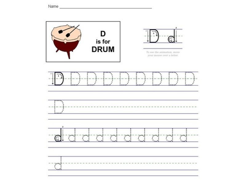 Handwriting: The Letter D Worksheet
