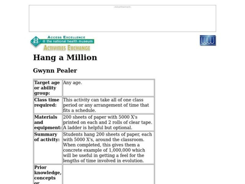 Hang a Million Lesson Plan