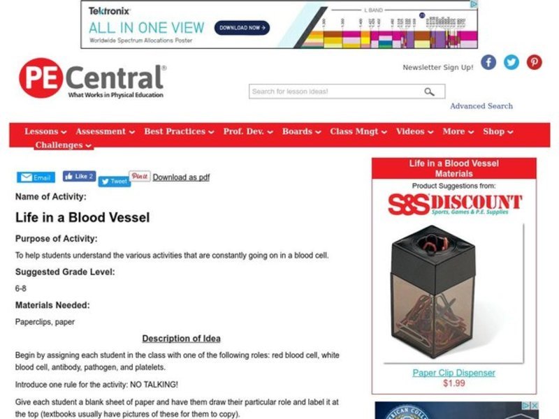 Life in a Blood Vessel Lesson Plan