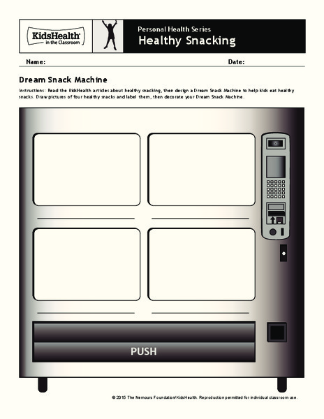 Handout: Healthy Snacking (Grades 3 to 5) Worksheet