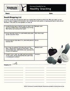Handout: Healthy Snacking (Grades 6 to 8) Worksheet