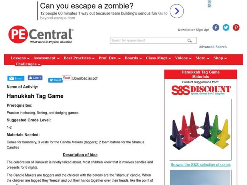Hanukkah Tag Game Lesson Plan