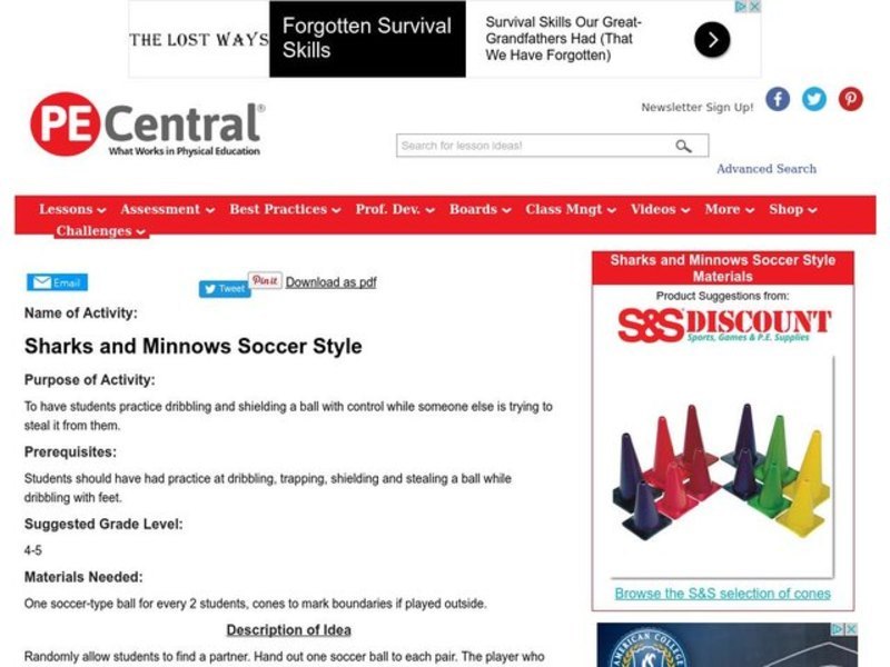 Sharks and Minnows Soccer Style Lesson Plan