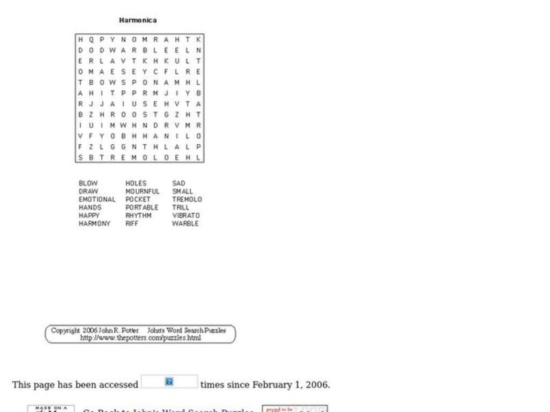 Harmonica Puzzle Worksheet