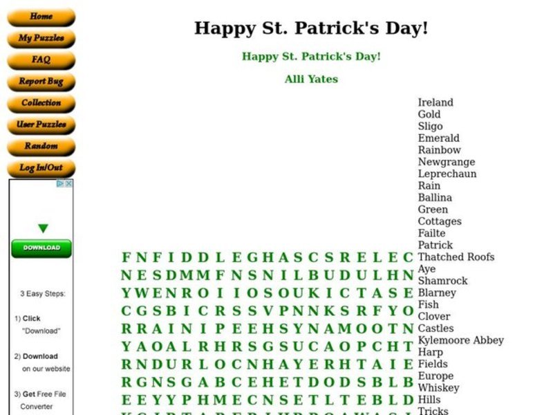 Happy St. Patrick's Day! Worksheet
