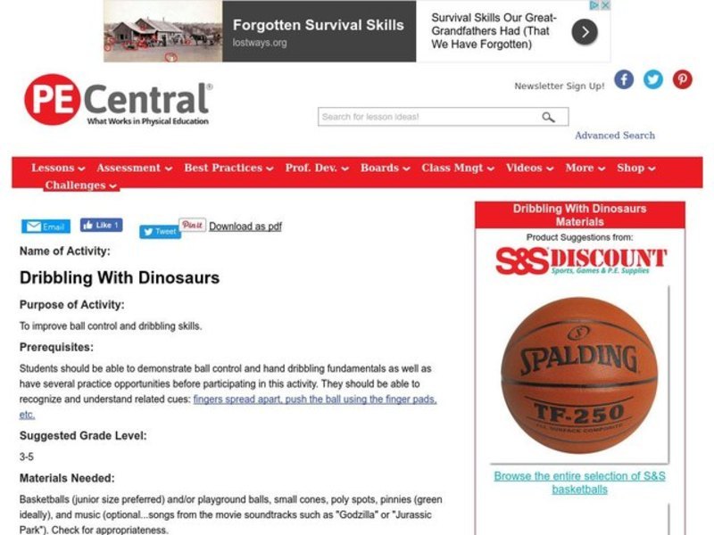 Dribbling With Dinosaurs Lesson Plan