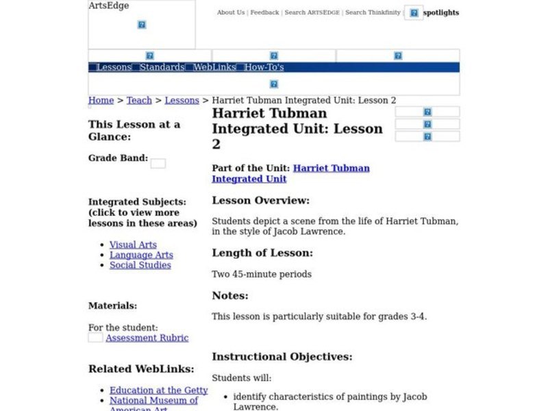 Harriet Tubman Lesson Plan