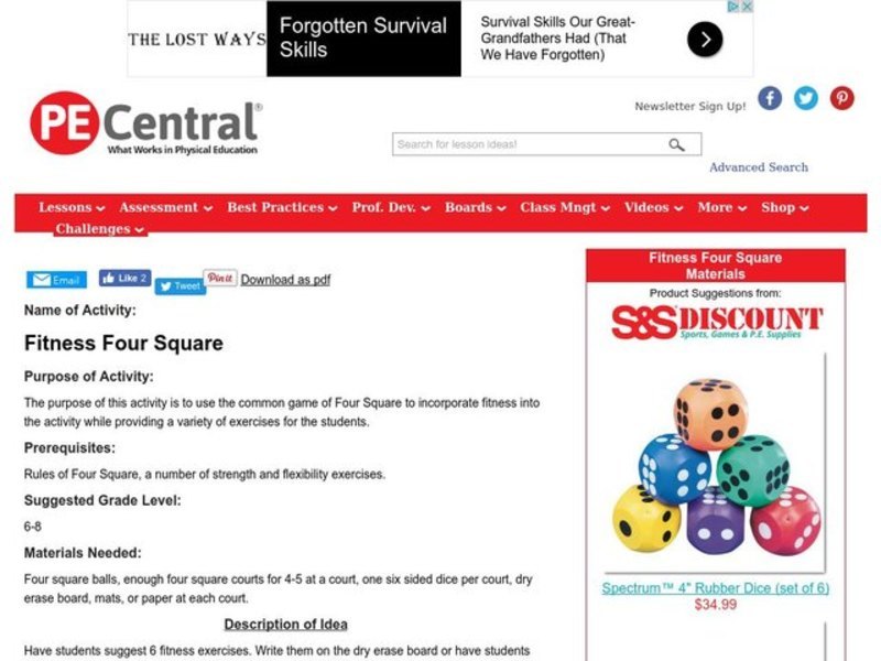 Fitness Four Square Lesson Plan