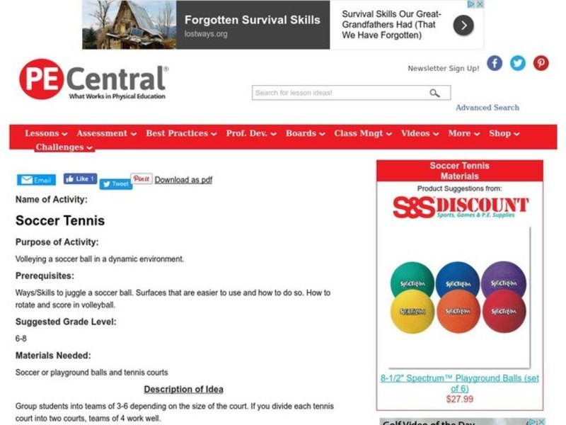 Soccer Tennis Lesson Plan