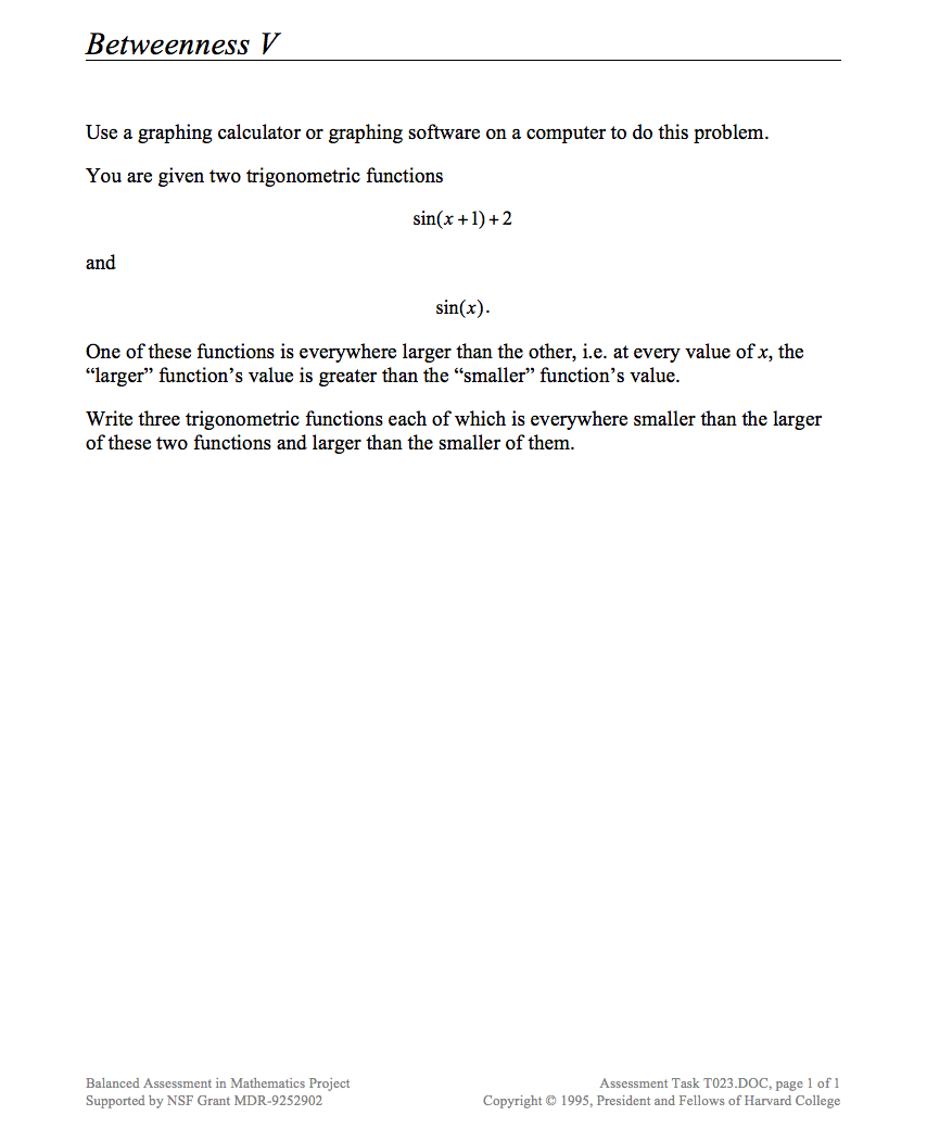 Betweenness V Assessment