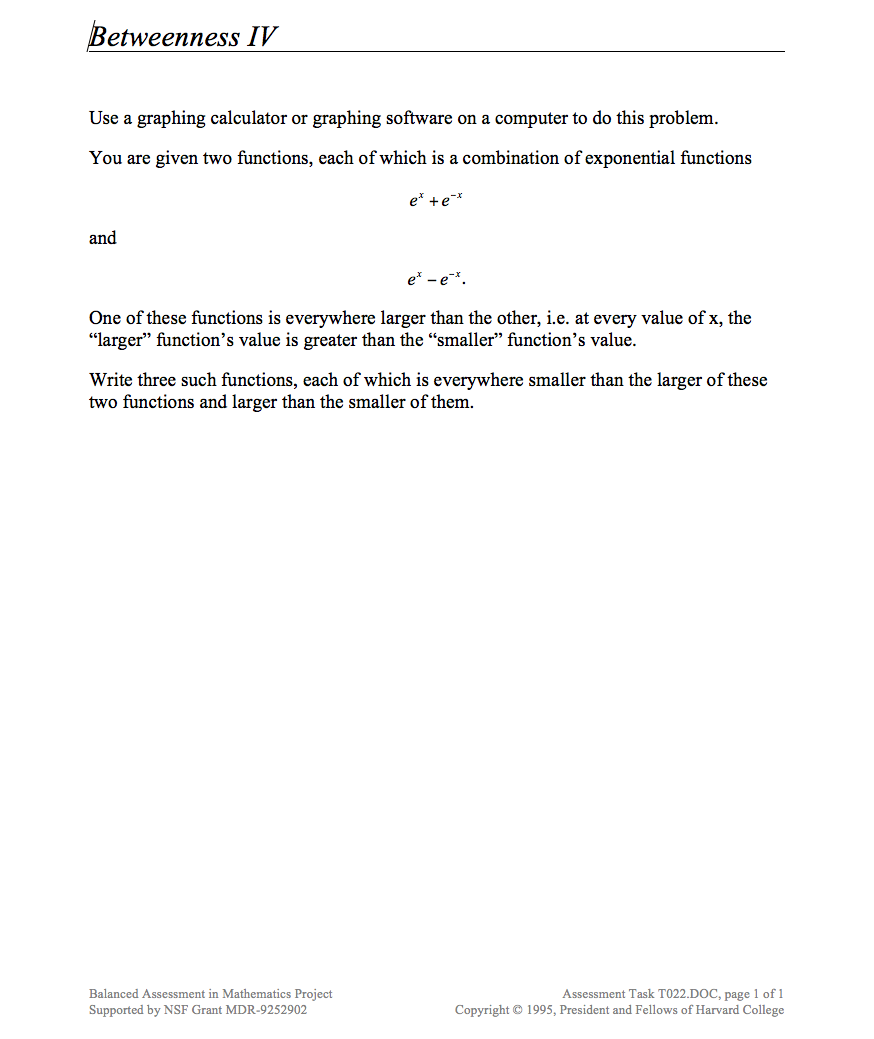 Betweenness IV Assessment