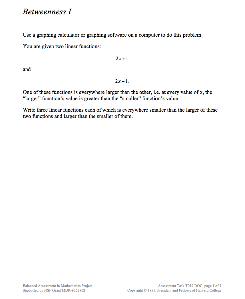 Betweenness I Assessment