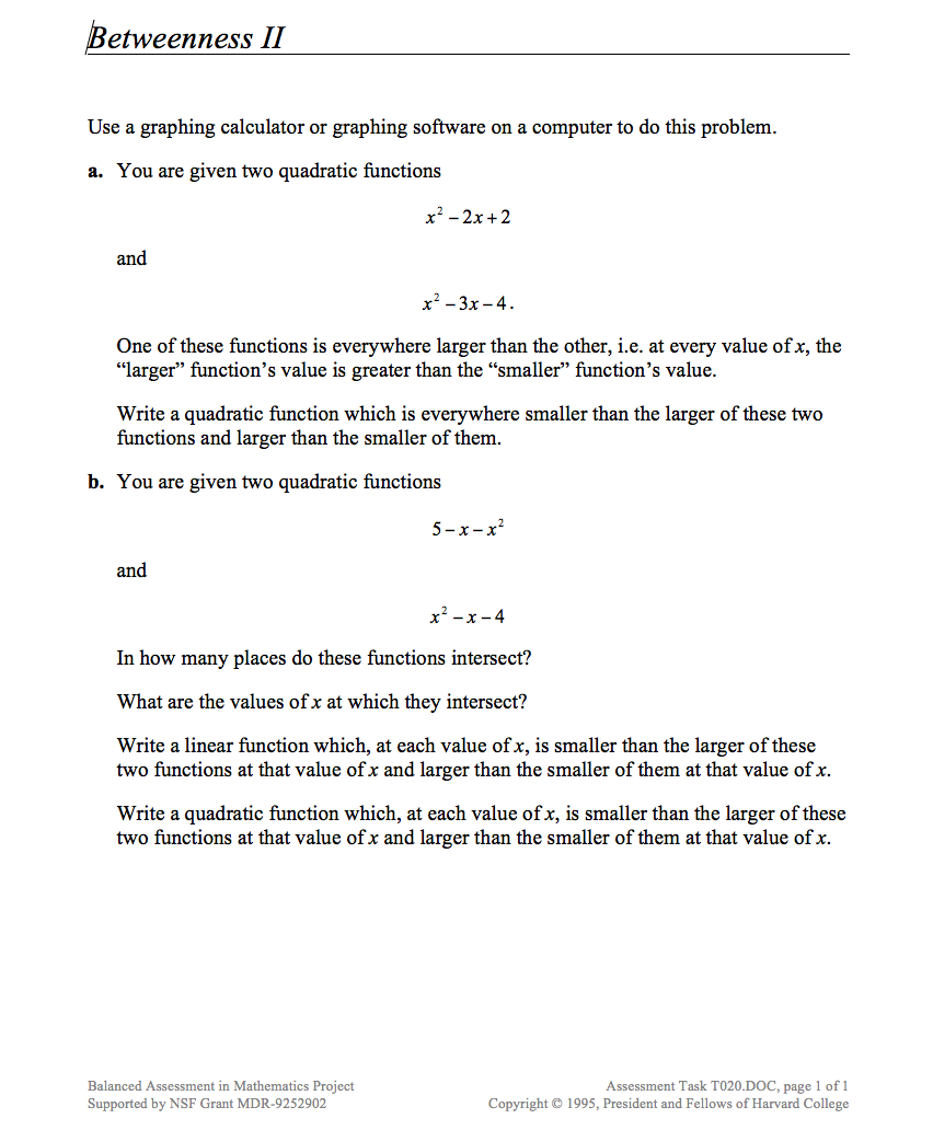 Betweenness II Assessment