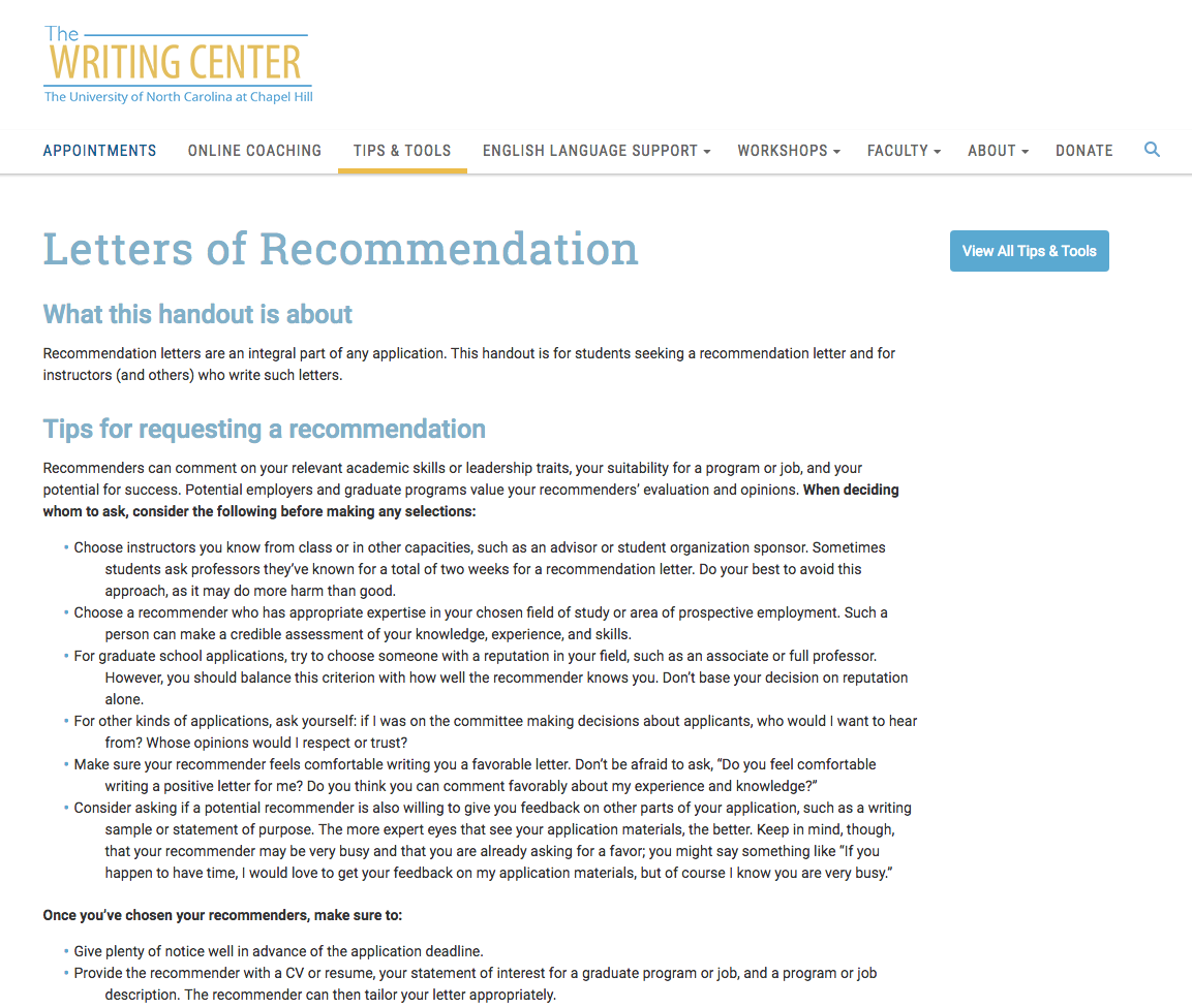 Letters of Recommendation Website