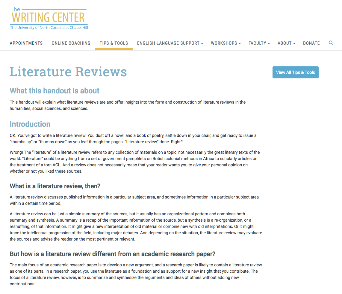Literature Reviews Website