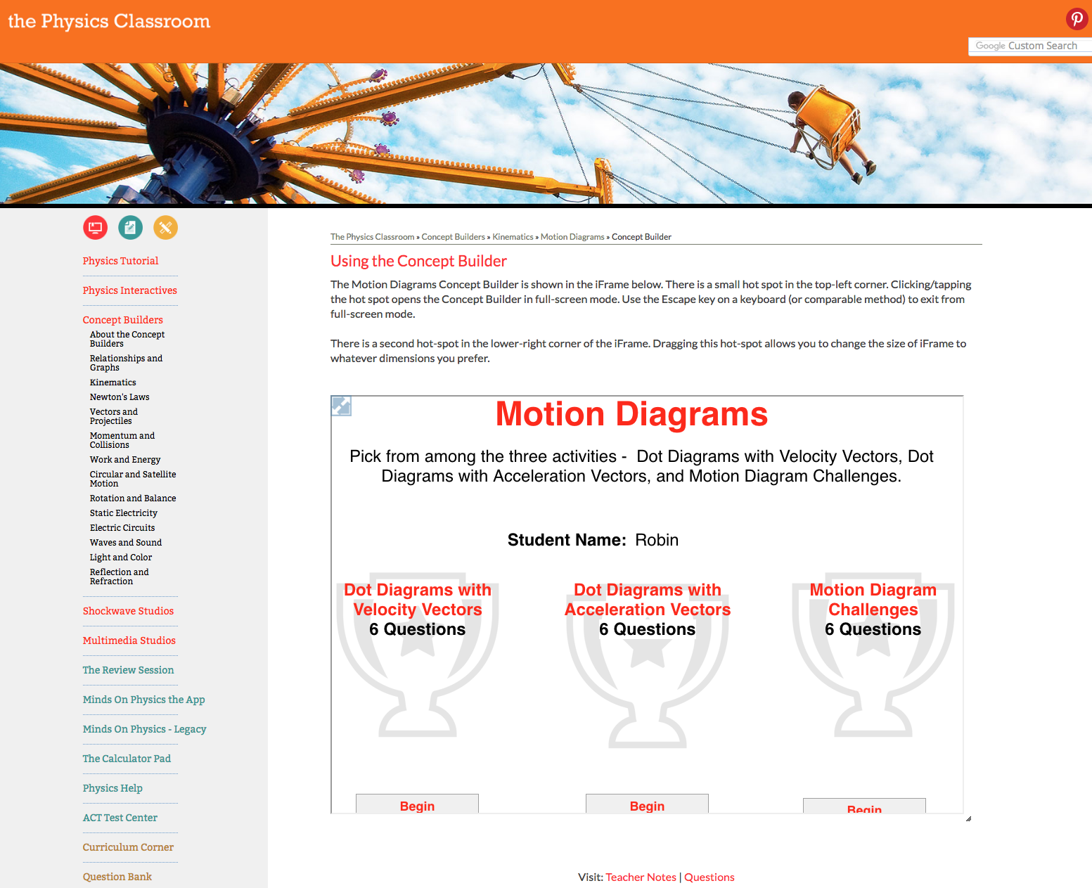 Motion Diagrams Interactive