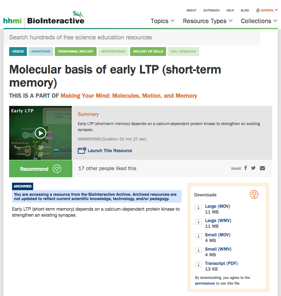 Molecular Basis of Early Ltp (Short-Term Memory) Instructional Video