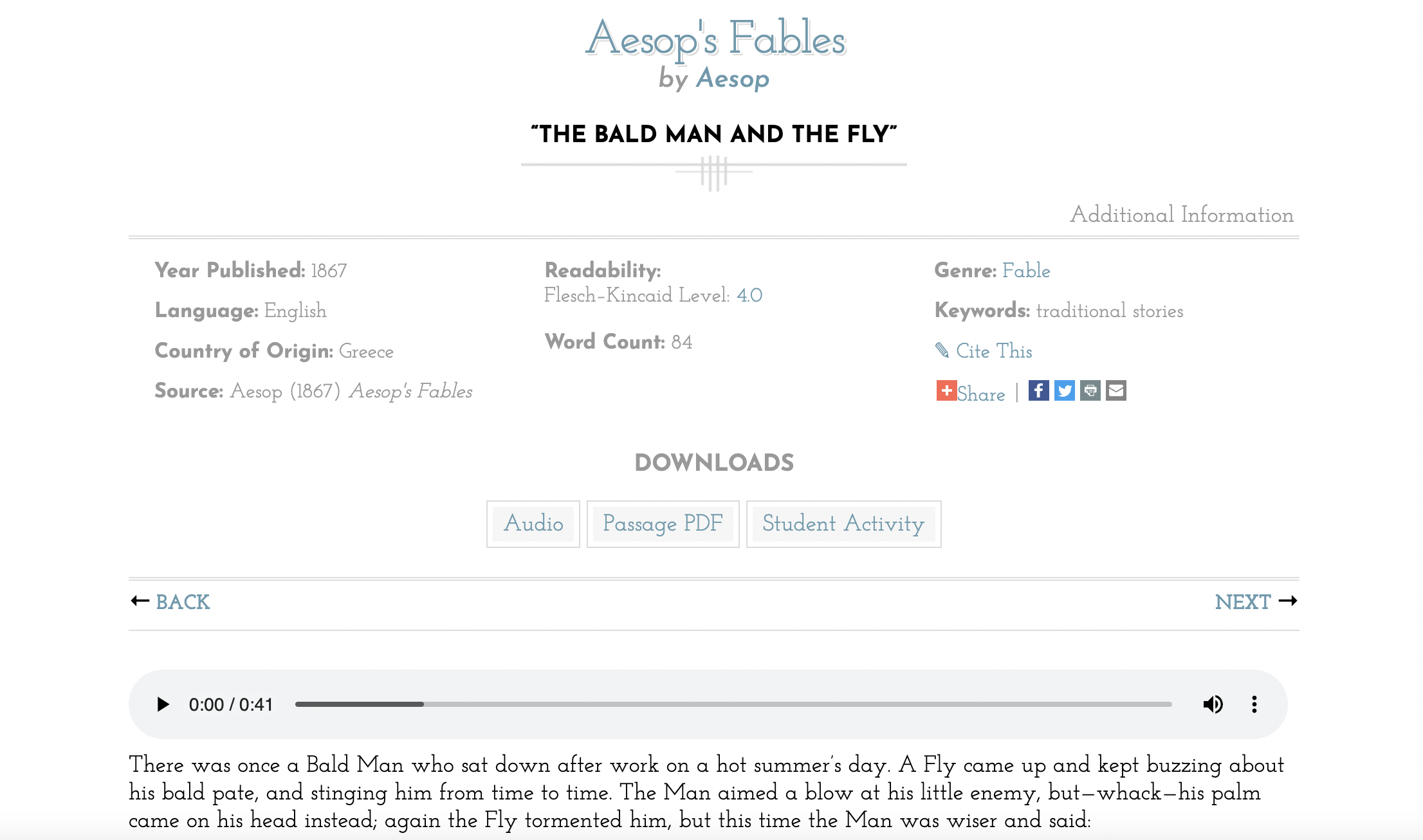 The Bald Man and the Fly Audio