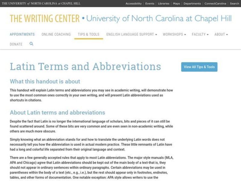 Latin Terms and Abbreviations Website