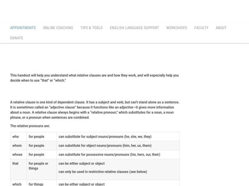 Relative Clauses Website