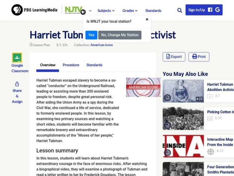 Harriet Tubman: Abolition Activist Lesson Plan