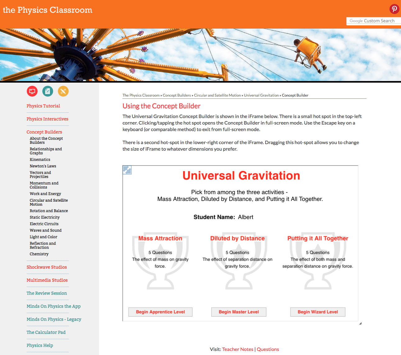 Universal Gravitation Interactive