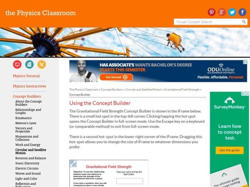 Gravitational Field Strength Interactive