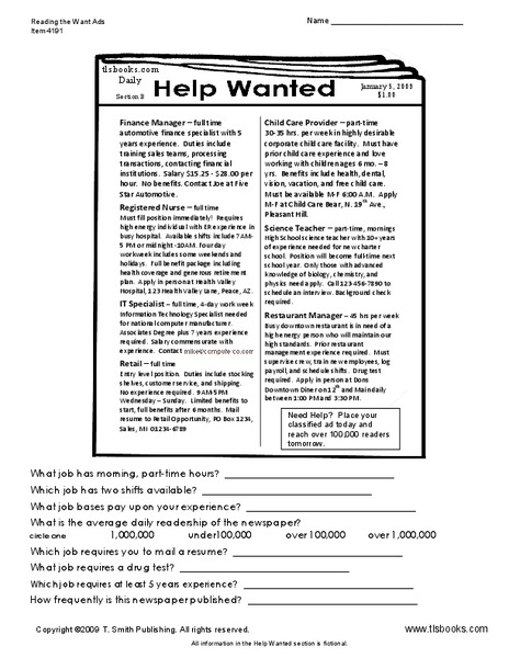 Help Wanted Worksheet