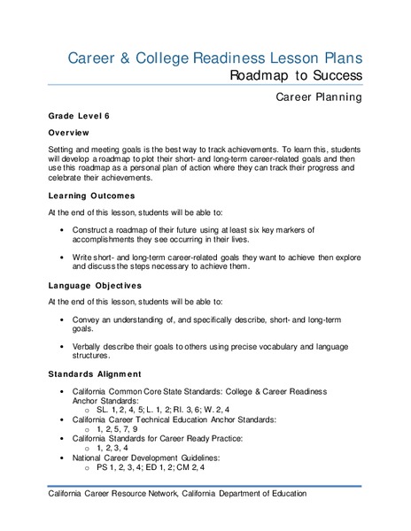 Roadmap to Success Lesson Plan