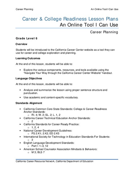 An Online Tool I Can Use Lesson Plan