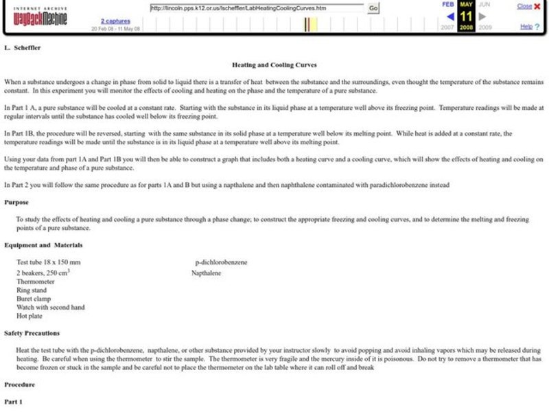 Heating and Cooling Curves Lesson Plan