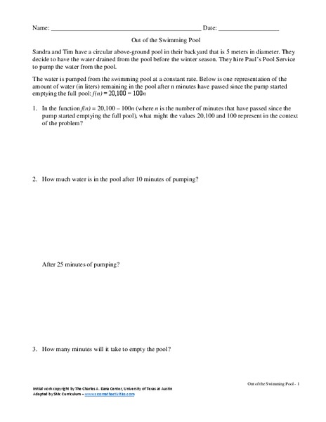 Out of the Swimming Pool Assessment