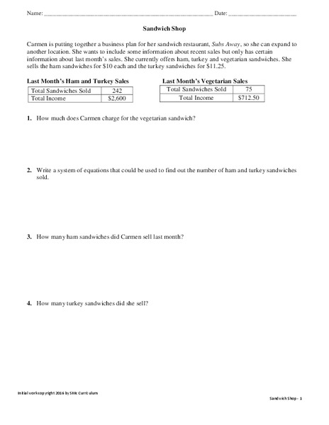 Sandwich Shop Assessment