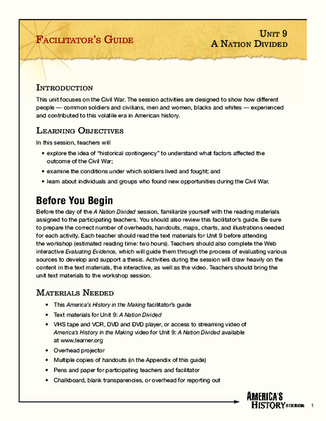 A Nation Divided Unit Plan
