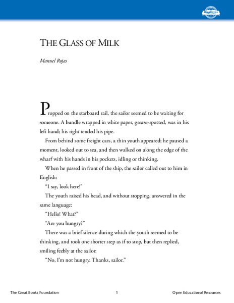The Glass of Milk Worksheet