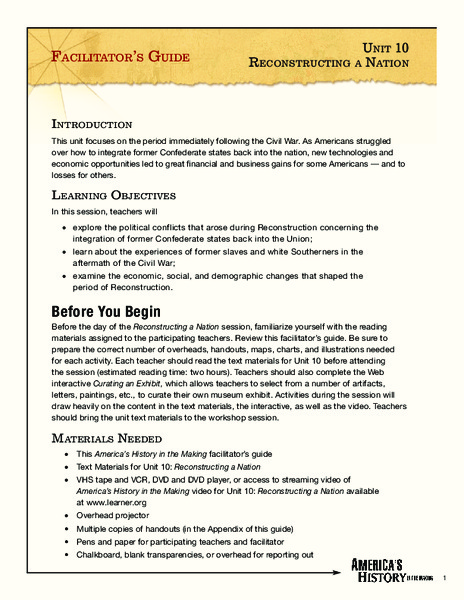 Reconstructing a Nation Unit Plan